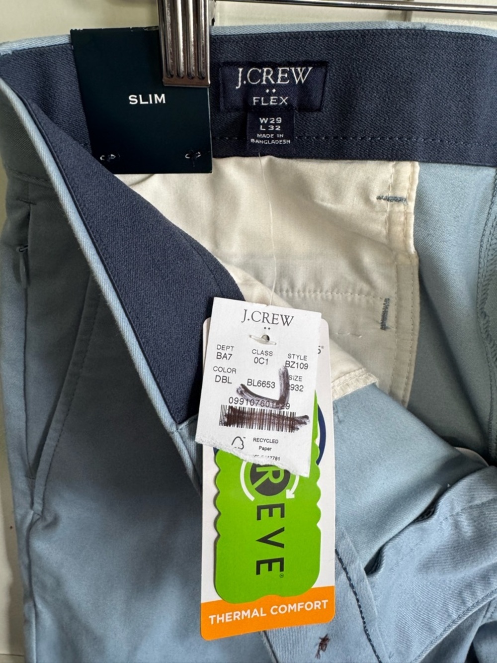 J.Crew Factory Slim-Fit TruTemp365® Chino Pant 29x32 Danube Blue - Picture 5 of 7